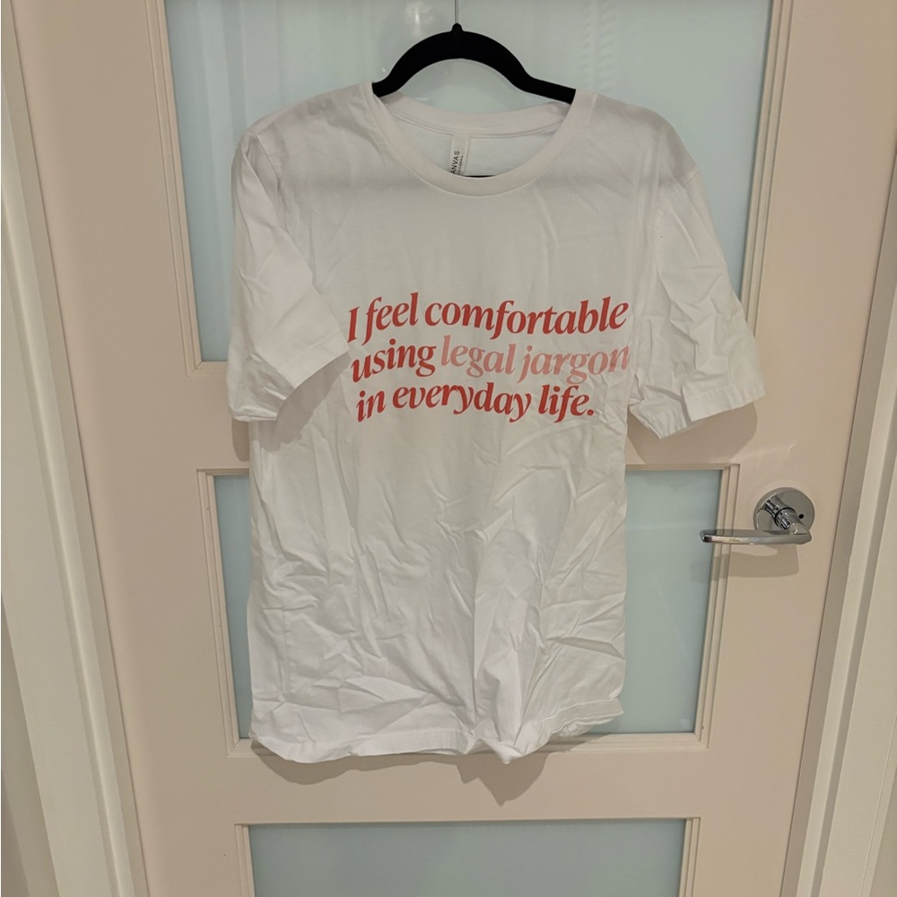 White Graphic Tee with Red Text